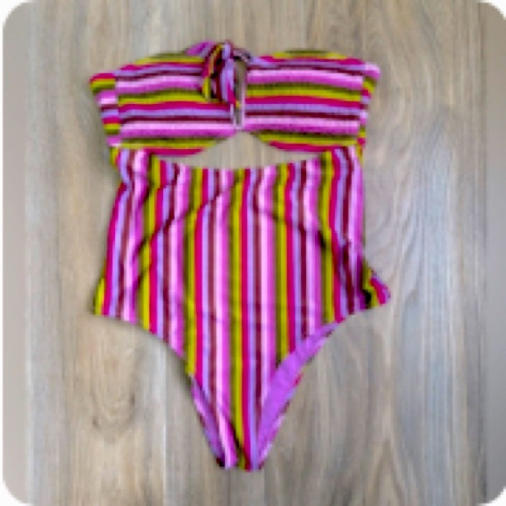 Aerie Stripped Bathing Suit Size L Long NWOT